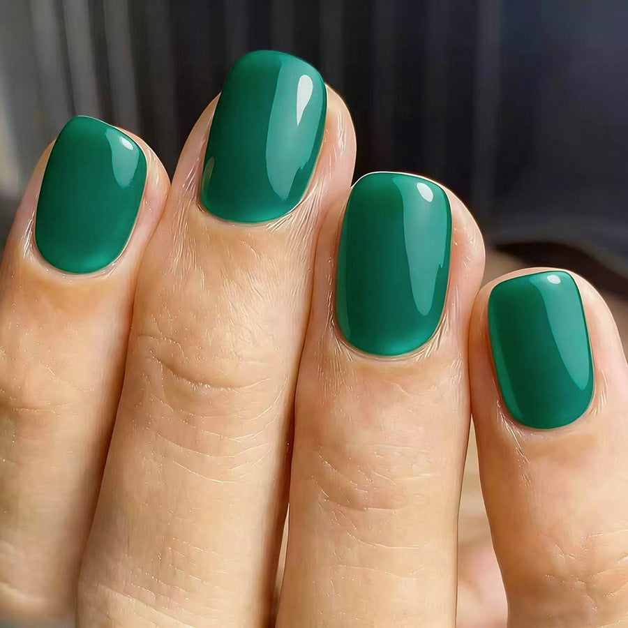 Emerald Enchantment Short Square Bold Shine Press-On Nail Set