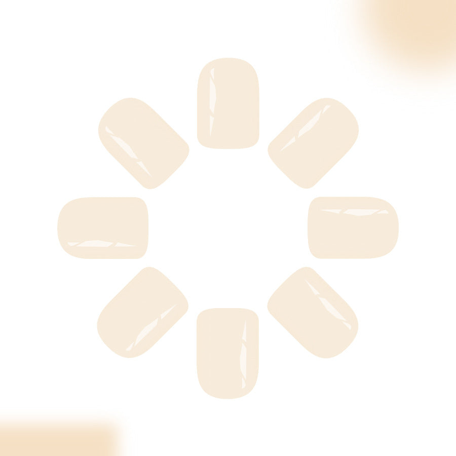 Whimsical Elegance Short Square Beige Glossy Press On Nail Set