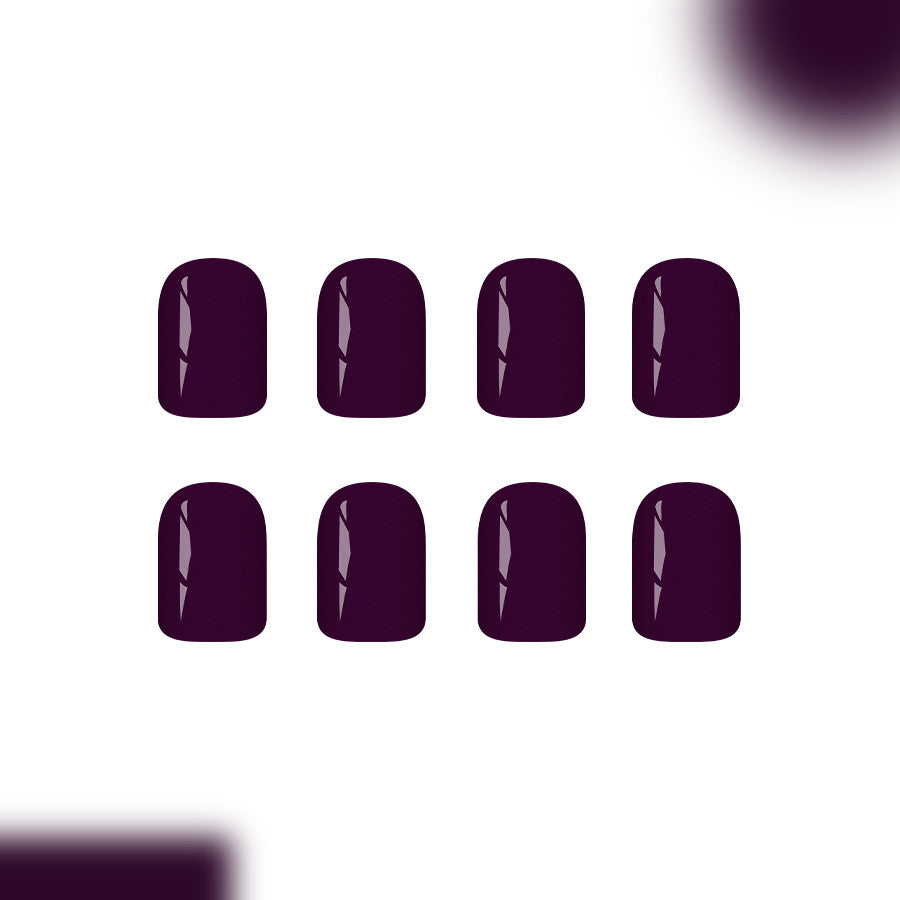 Mystical Elegance Short Square Deep Purple Glossy Nail Set