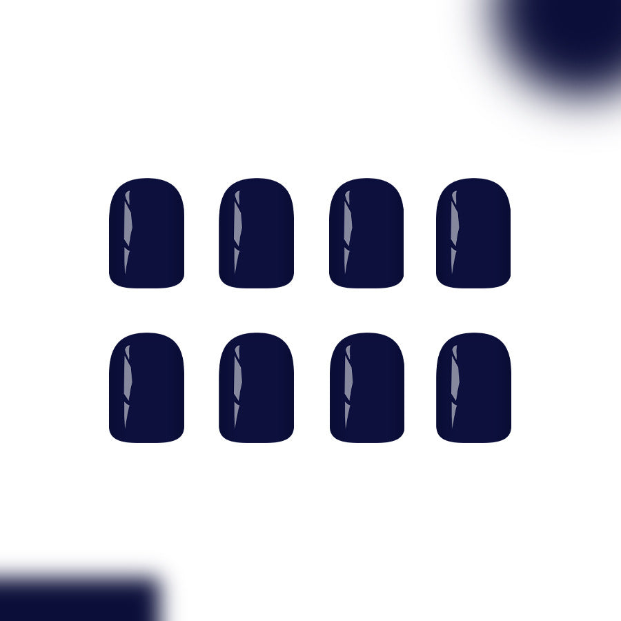 Midnight Bliss Short Square Deep Navy Shine Press On Nail Set