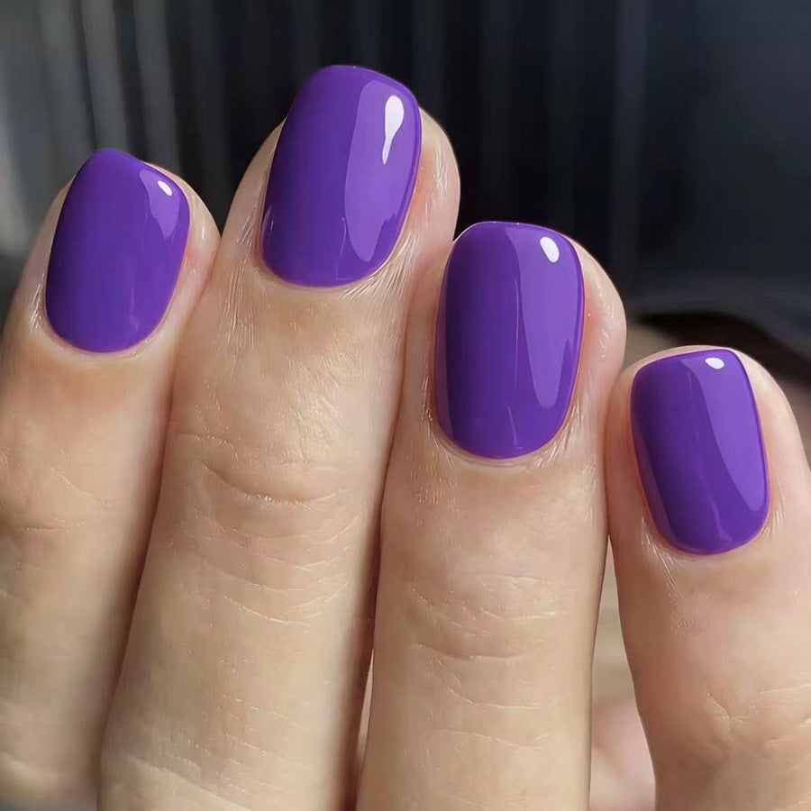 Whimsical Purple Short Square Glossy Press On Nail Set