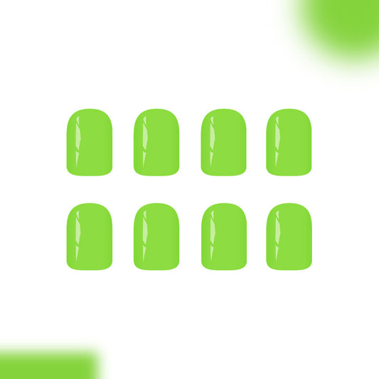 Vibrant Jungle Short Square Green Glossy Press On Nail Set