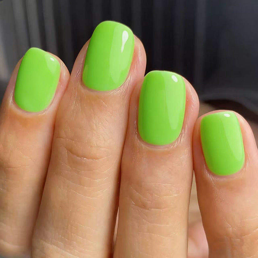 Vibrant Garden Short Square Bright Green High Shine Press-On Nail Set