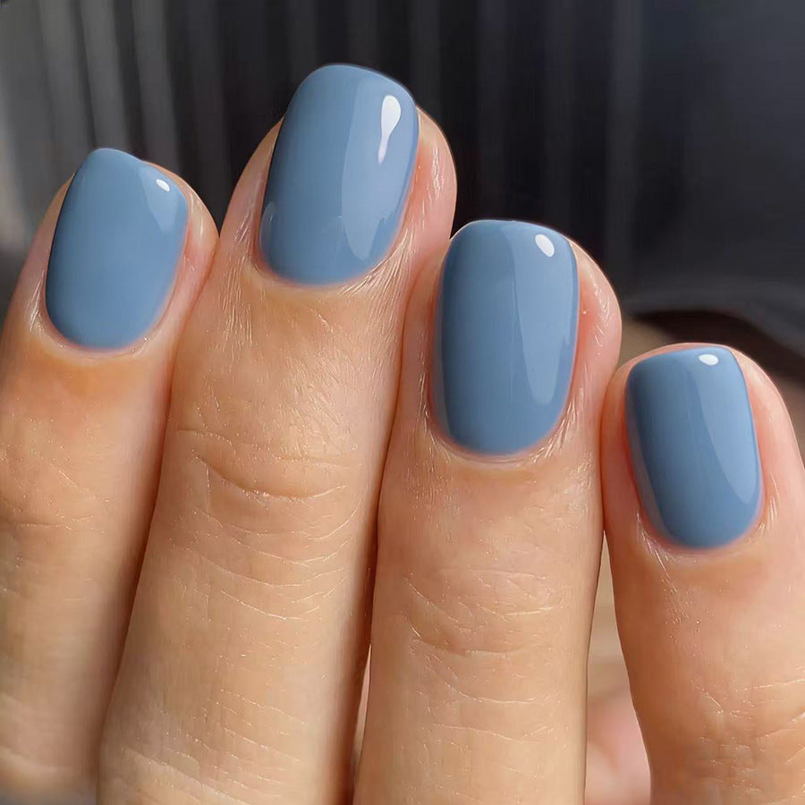 Tranquil Sky Short Square Soak Off Press On Nail Set