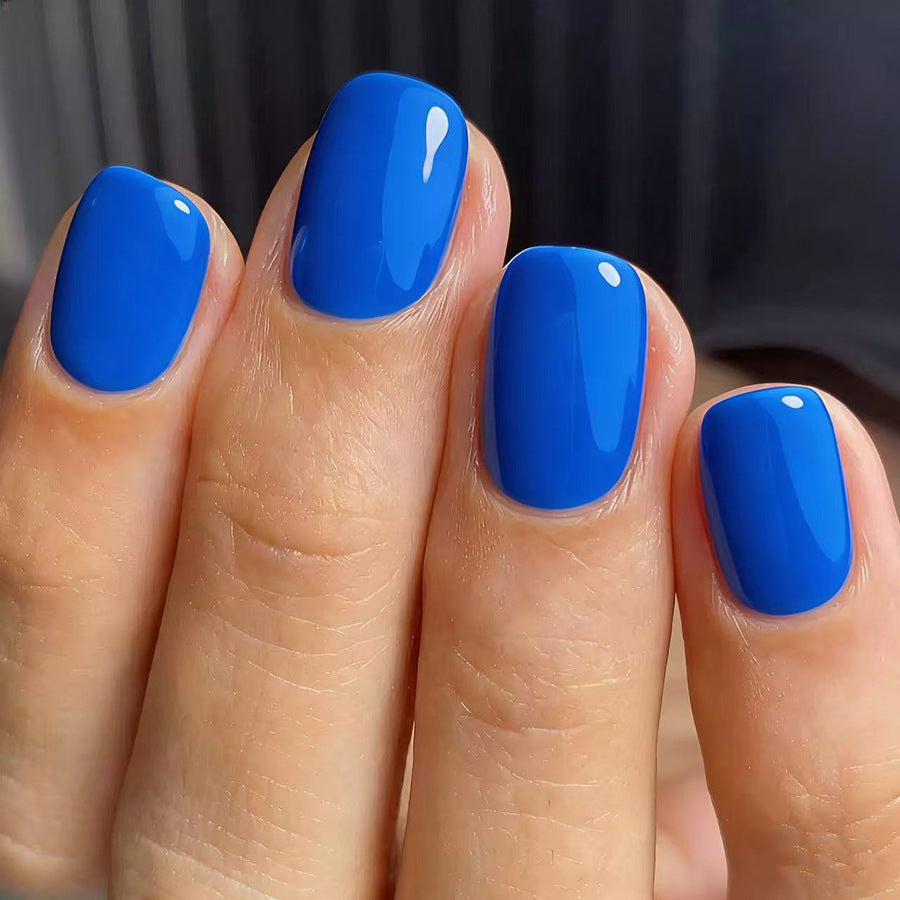 Vibrant Ocean Dream Short Square Blue Glossy Press-On Nail Set with High-Gloss Finish