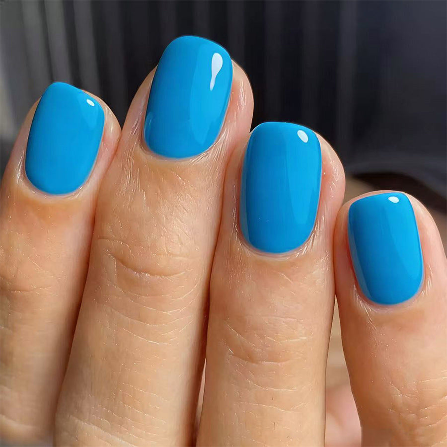 Ocean Breeze Short Square Bright Blue High Shine Press On Nail Set