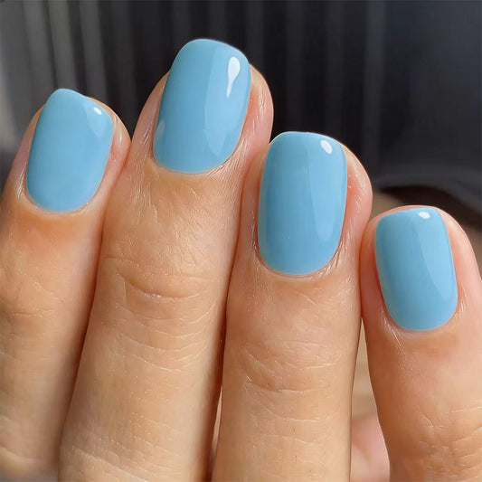 Serene Sky Short Square Calm Finish Nail Set