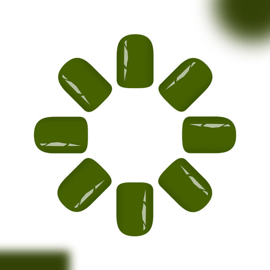 Nature's Emerald Short Square Glossy Press On Nail Set