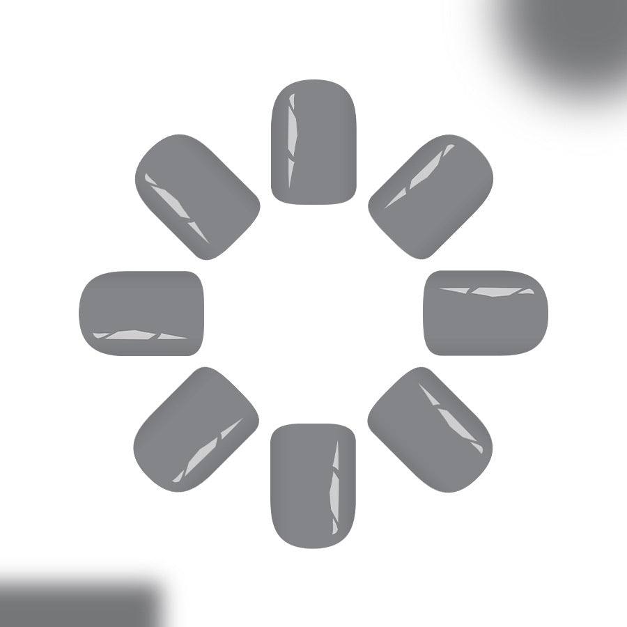 Chic Elegance Short Square Gray Glossy Press On Nail Set with Easy Application