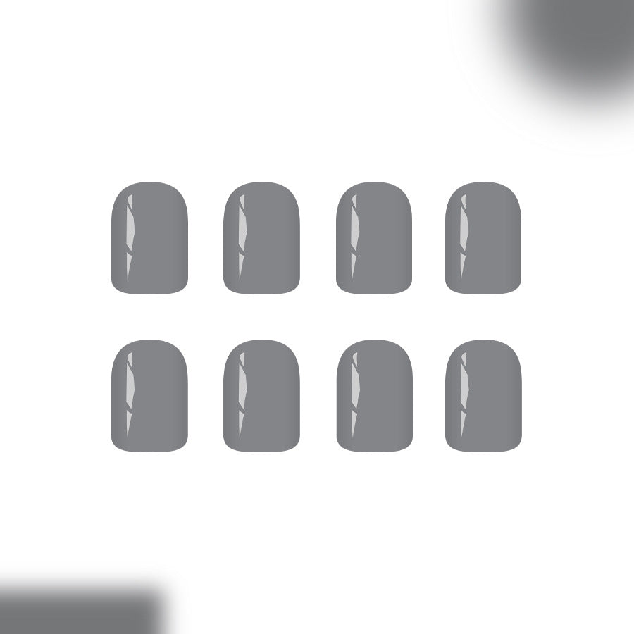 Chic Serenity Short Square Gray Glossy Press On Nail Set