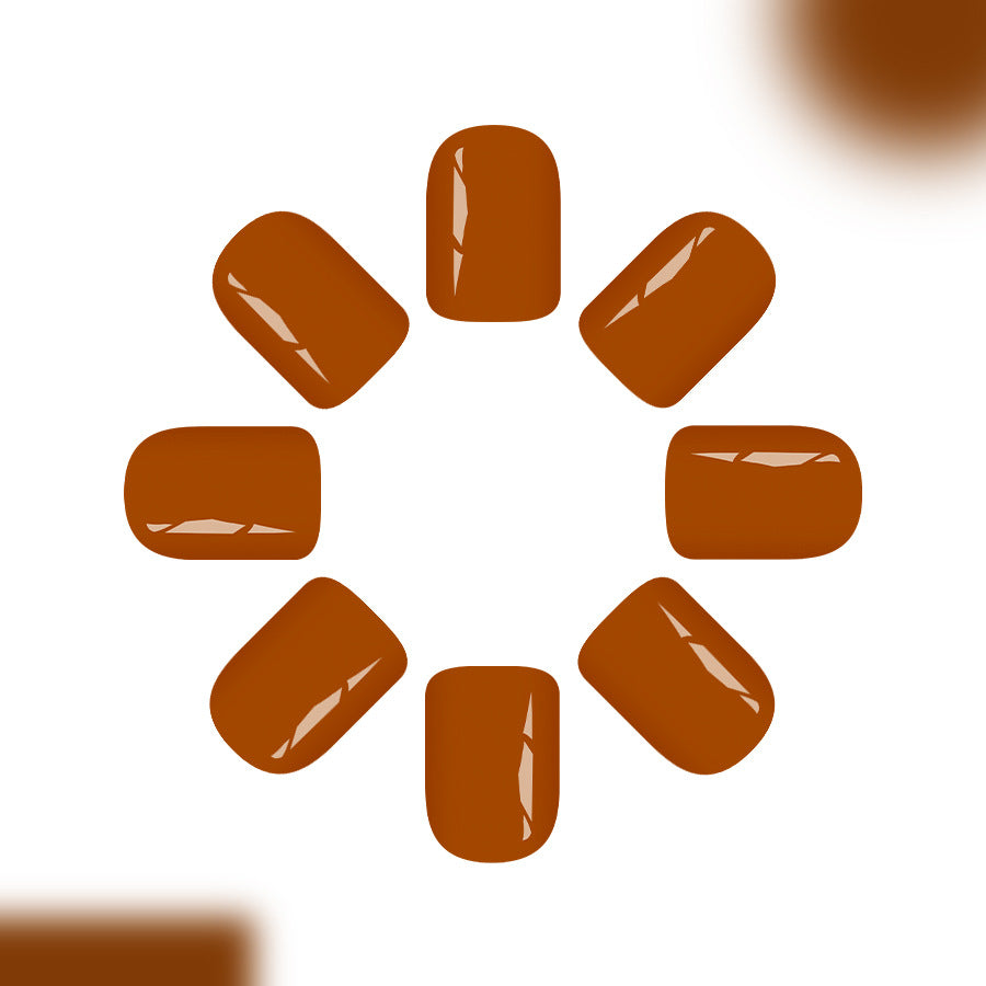 Autumn Elegance Short Square Brown Glossy Press-On Nail Set
