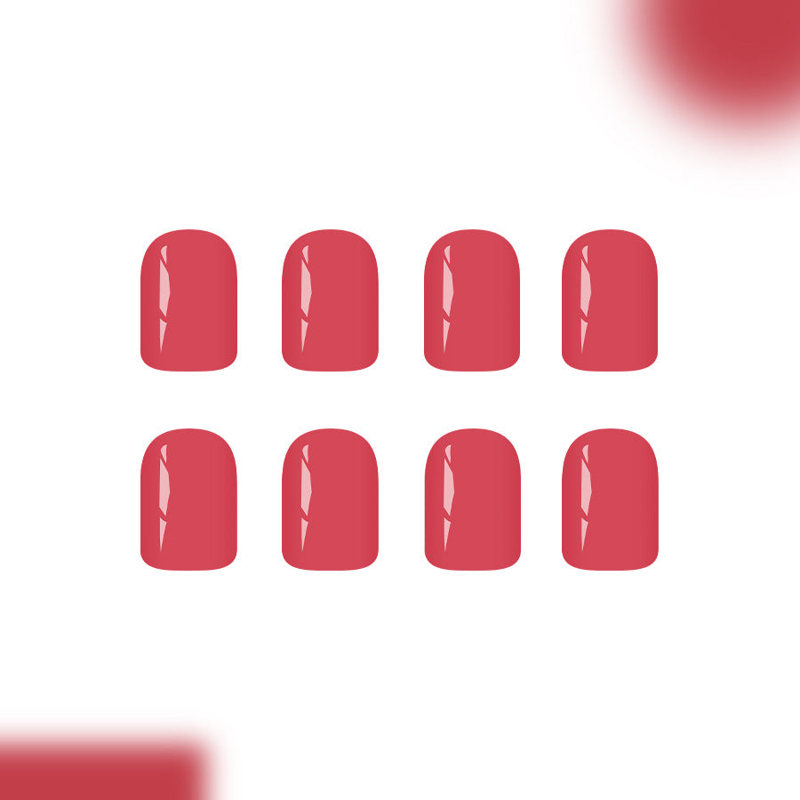 Elegant Coral Short Square Smooth Finish Press On Nail Set