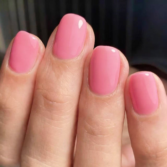 Blushing Petals Short Square Pink Press On Nail Set with Glossy Finish