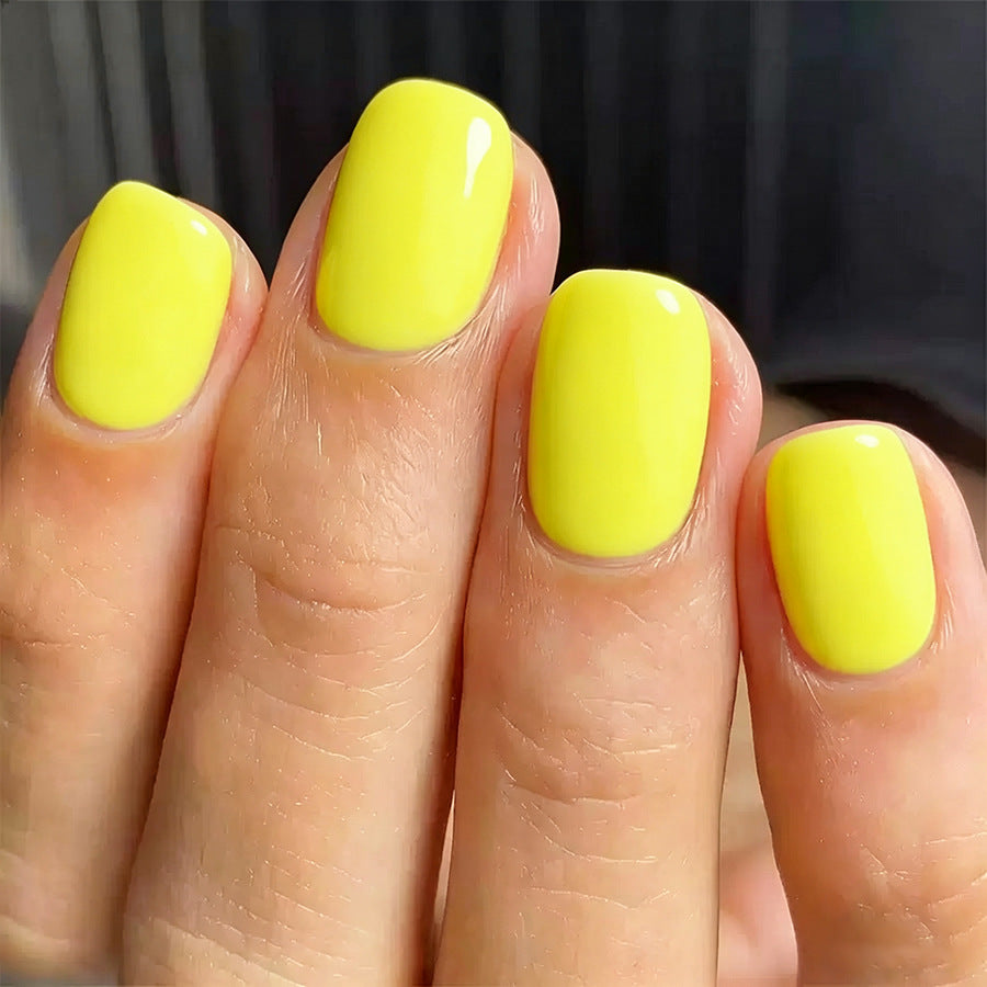 Sunshine Vibes Short Square Yellow Glossy Press on Nail Set