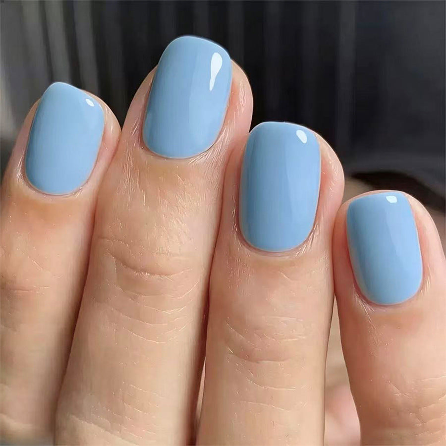Aqua Dream Short Square Light Blue Glossy Press On Nail Set