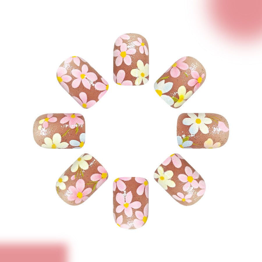 Blossom Dreams Short Square Pastel Floral Press On Nail Set