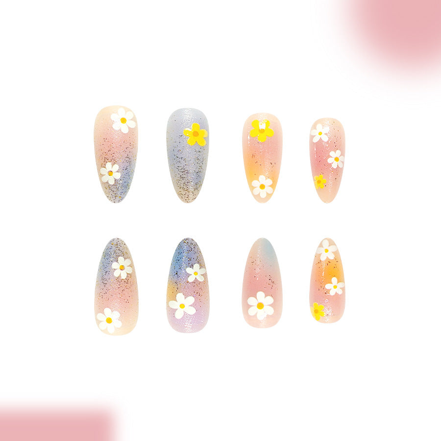 Whimsical Floral Fantasy Medium Almond Soft Pastel Ombre Design