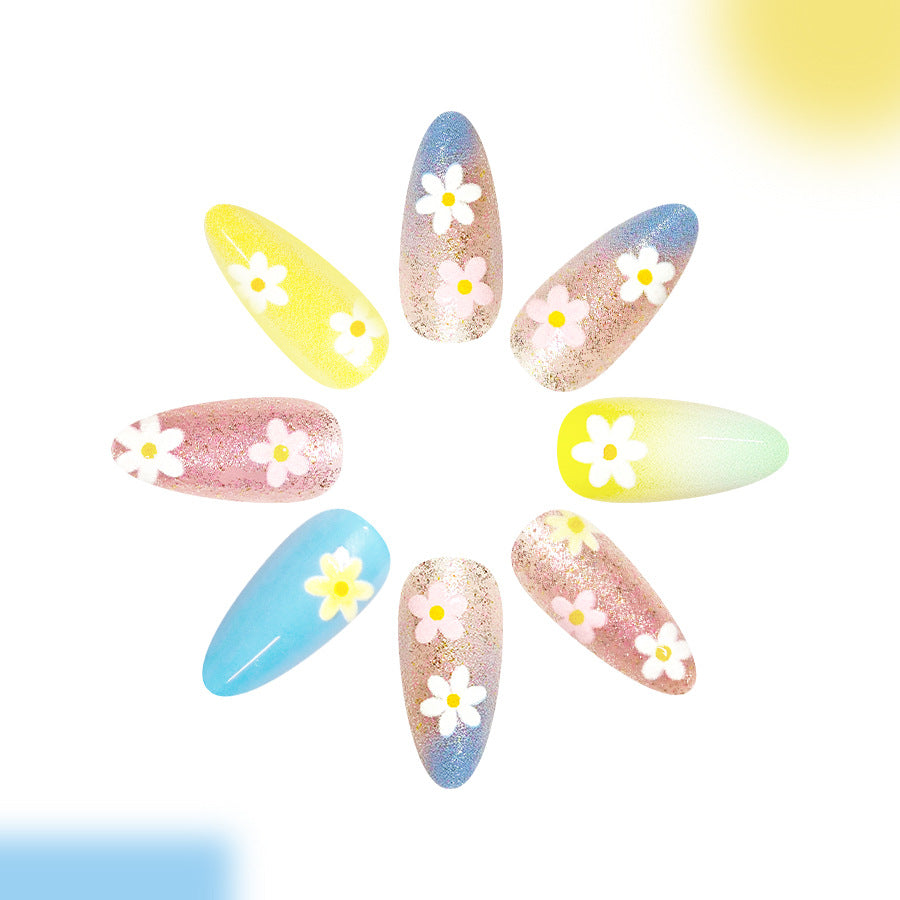 Blossom Dreams Medium Almond Colorful Floral Press-On Nail Set