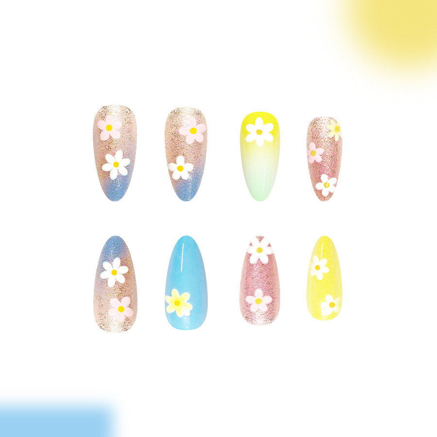 Springtime Charm Long Almond Pastel with Floral Accents Press-On Nail Set