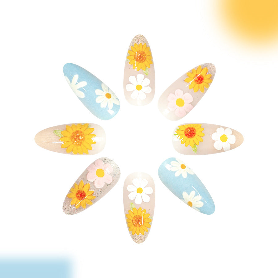 Bohemian Floral Medium Stiletto Pastel with Charming Flower Designs Press on Nail Set