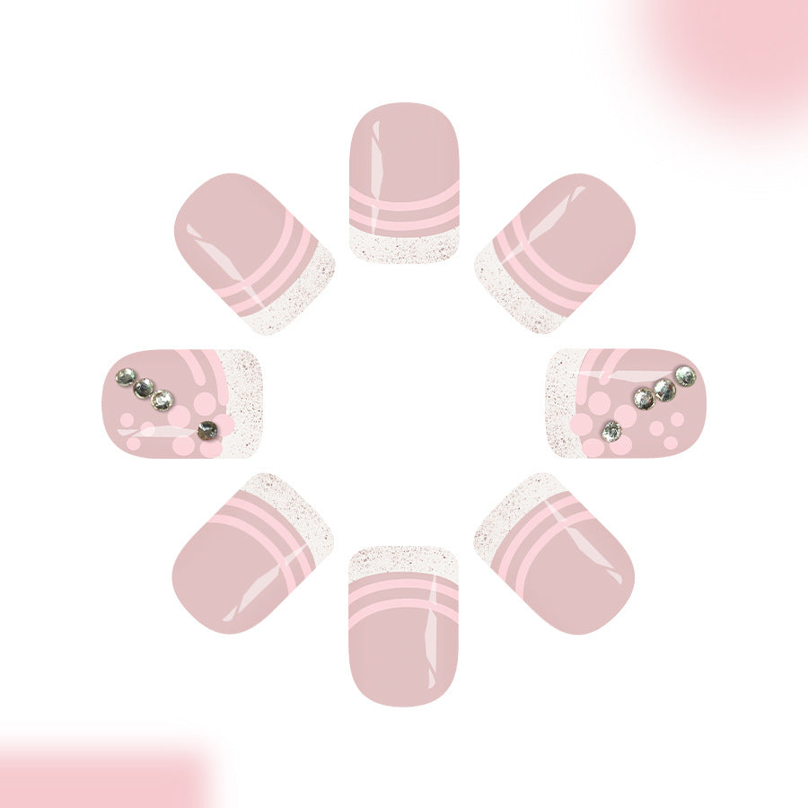 Chic Elegance Short Square Pink Nails with Glitter Accent