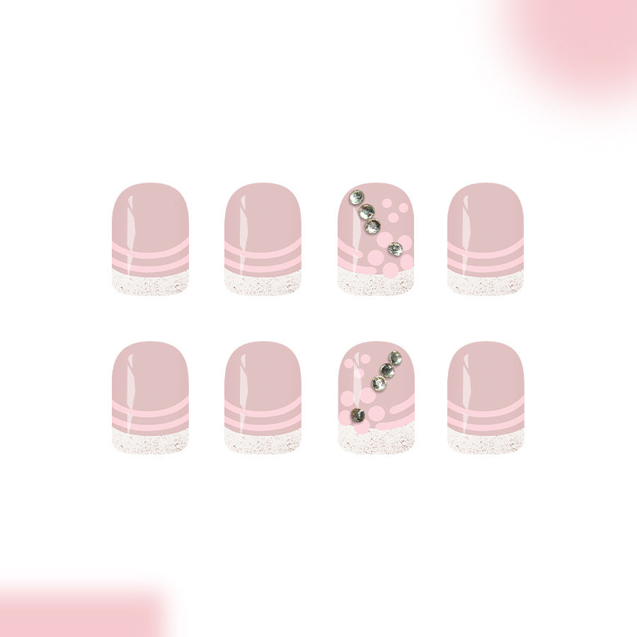 Chic Blush Short Square with Sparkling Accents Press on Nail Set