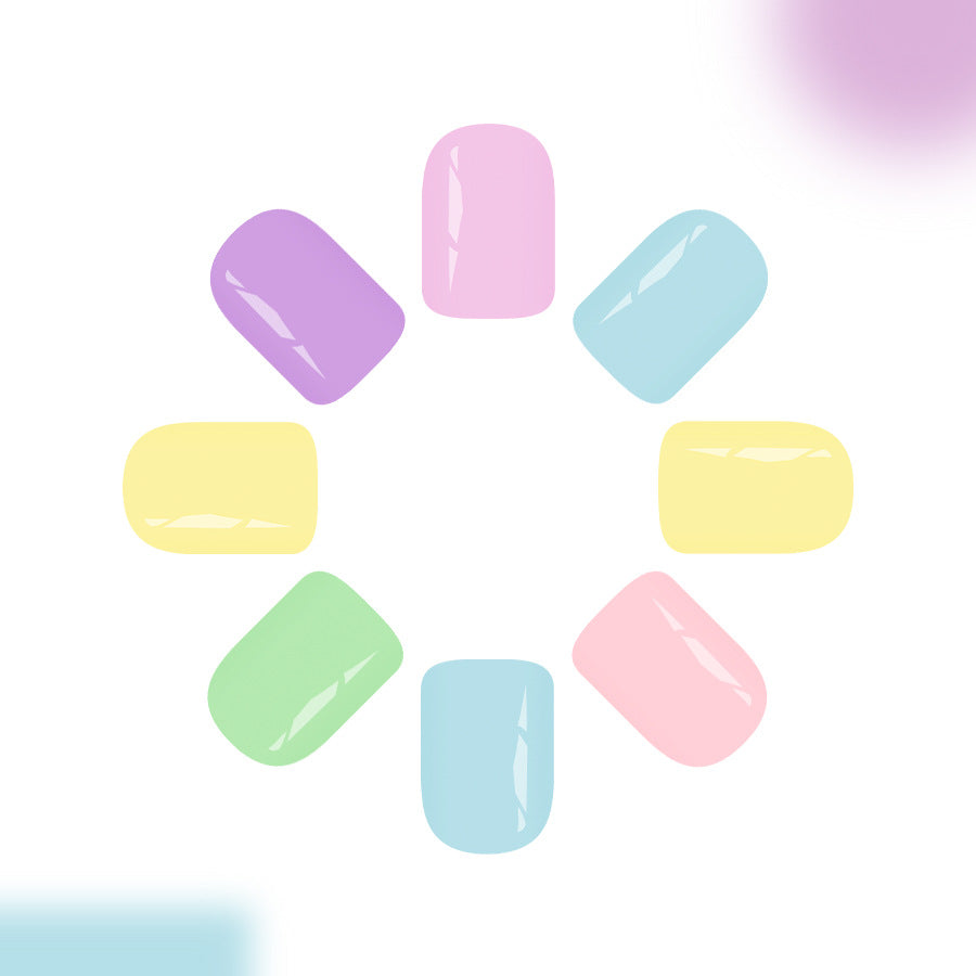 Whimsical Pastel Short Square Glossy Press On Nail Set