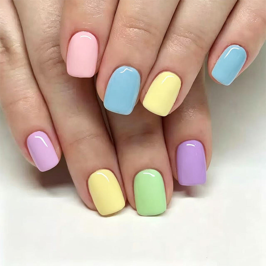 Pastel Dream Short Square Colorful Matte Finish Press On Nail Set