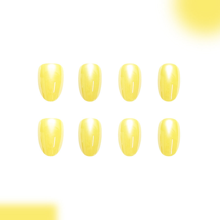 Sunny Delight Medium Round Bright Yellow Glossy Nail Press Set
