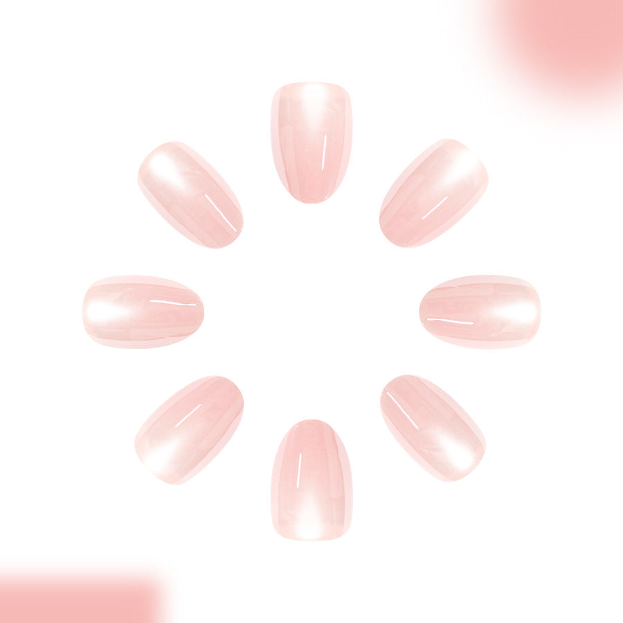 Blossom Dreams Short Oval Pink Pearl Finish Press On Nail Set