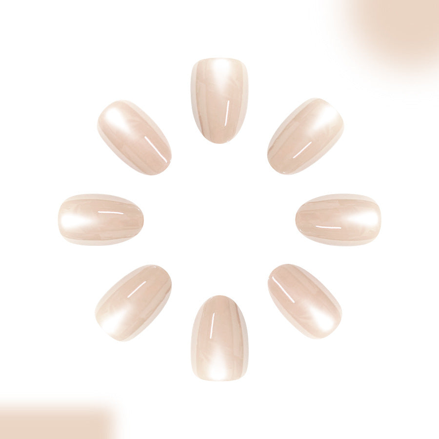 Elegant Elegance Short Oval Soft Pink Marble Finish Press On Nail Set