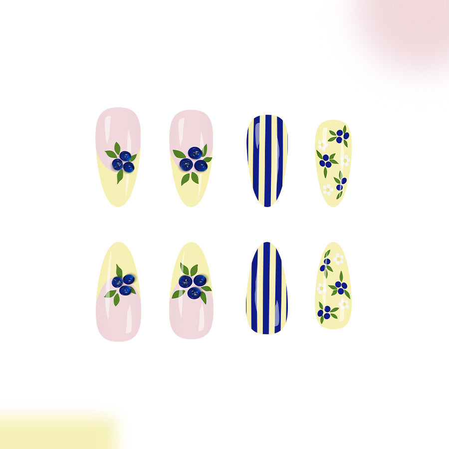 Botanical Bliss Long Almond Pastel Yellow with Floral Accents Press on Nail Set