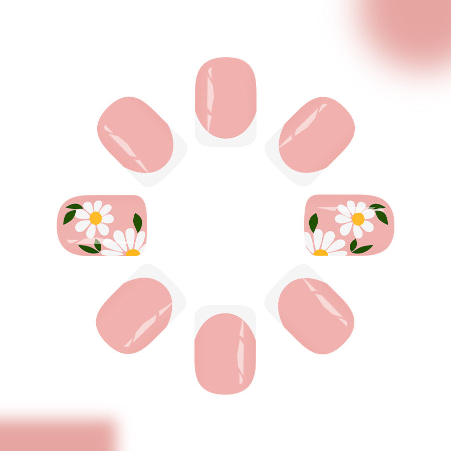 Blossoming Garden Medium Square Pink Nails with Floral Design