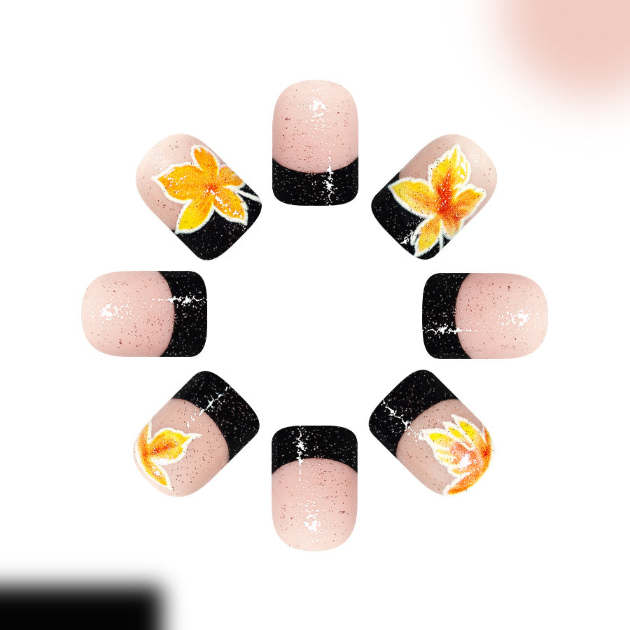 Blossoming Elegance Short Square Soft Pink with Vibrant Floral Accents Press on Nail Set