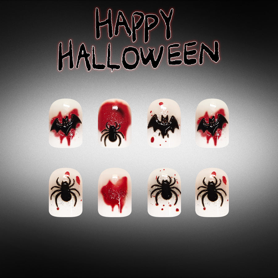 Spooky Halloween Short Square Blood Splatter Nail Set