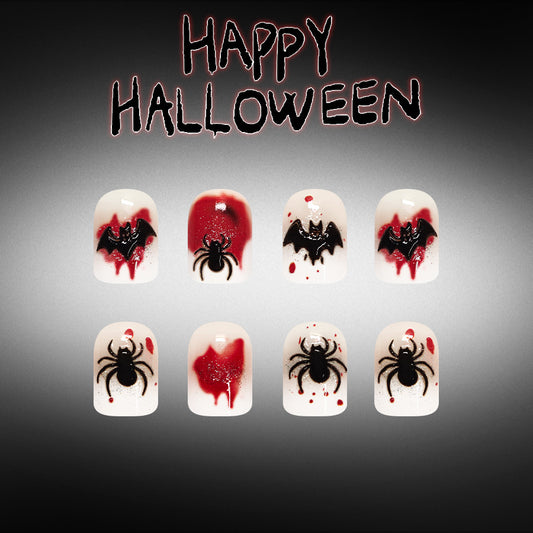 Spooky Halloween Short Square Blood Splatter Nail Set