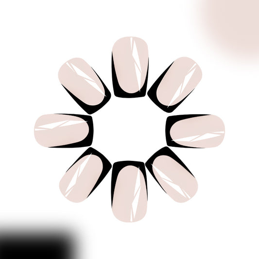 Elegant Affair Long Square Pale Pink Glossy Geometric Accent Press On Nail Set