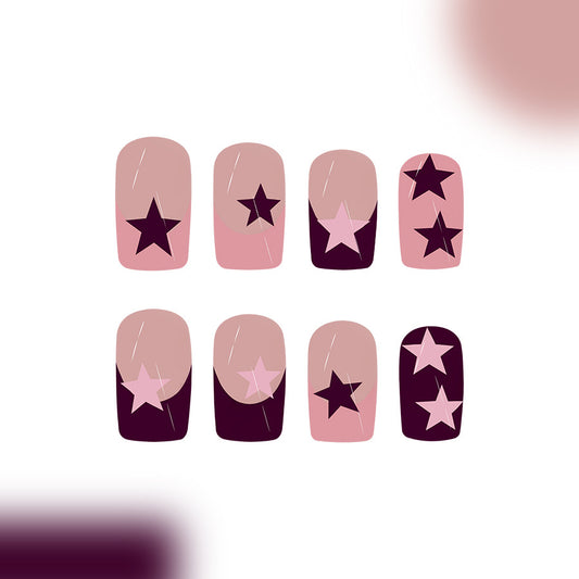 Celestial Dream Press On Nail Set in Medium Square Soft Pink with Star Accent Design