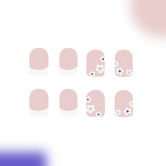 Blossom Dreams Press On Nail Set in Short Soft Square Blush Pink with Elegant Floral Accents