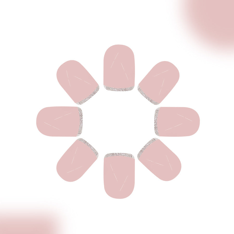 Chic Elegance Soft Pink Short Square Nails with Sparkling Glitter Tips