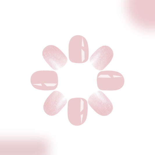 Blush Petal Short Square Soft Pink Shimmering Finish Nail Set