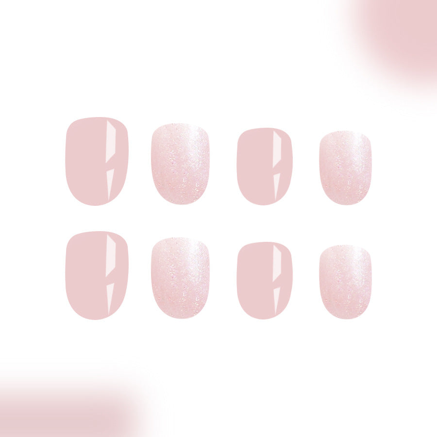 Dreamy Pastel Elegance Short Square Soft Pink with Sparkling Shimmer Press On Nail Set