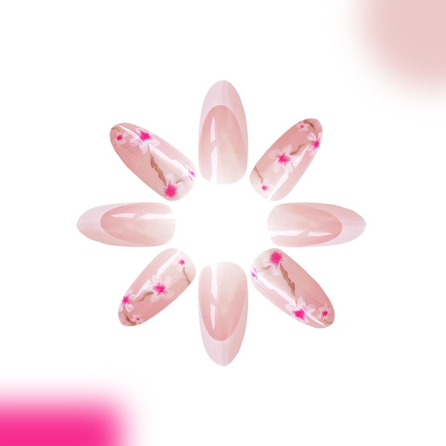 Blossom Dream Medium Almond Pink Floral Press On Nail Set