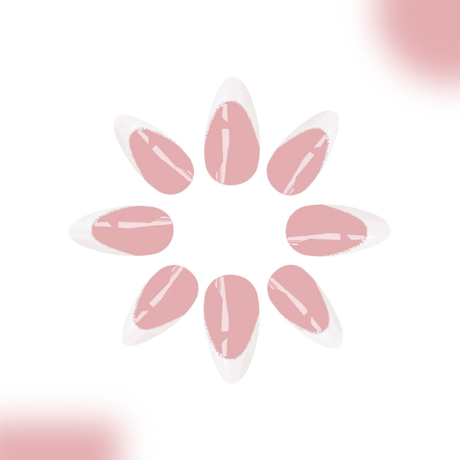 Glamorous Rose Petal Medium Almond Shaped Soft Pink Gradient Press On Nail Set with High-Gloss Finish