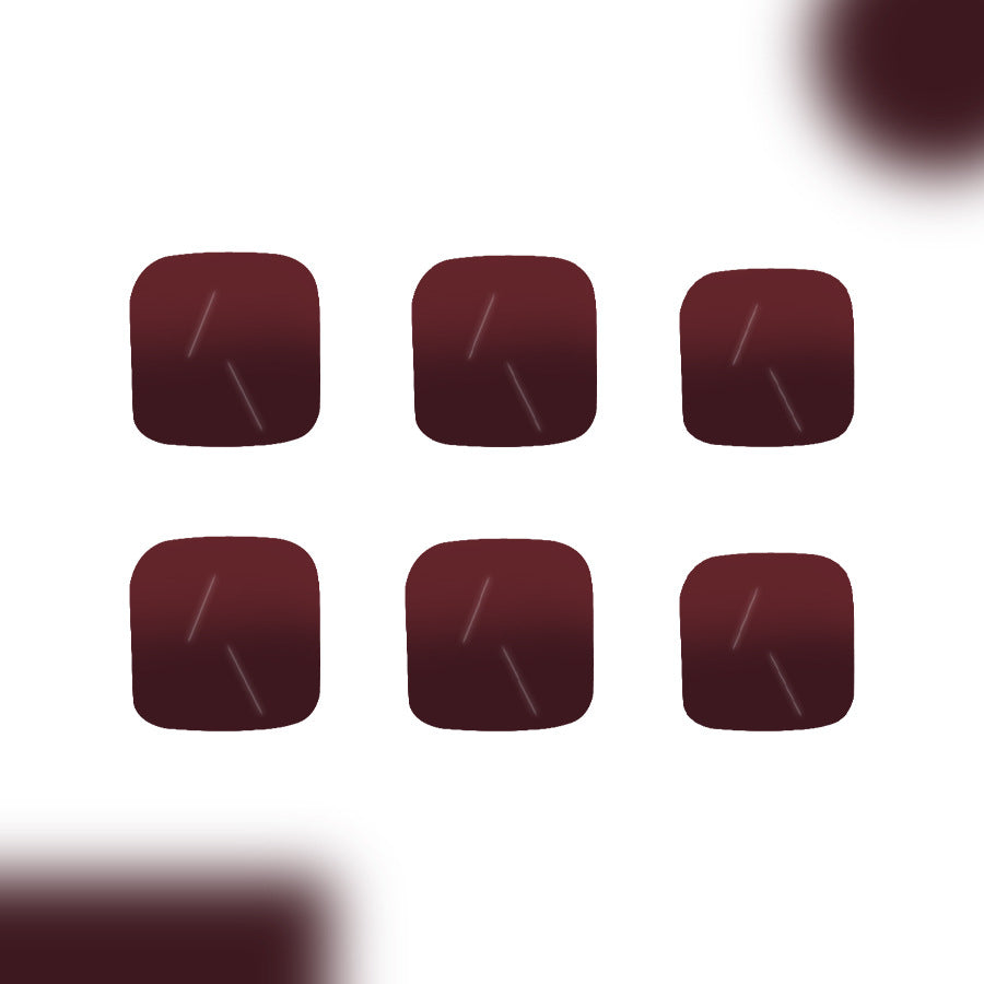 Enchanted Autumn Glamour Short Square Deep Burgundy Press On Toenail Set with Chic Glossy Finish