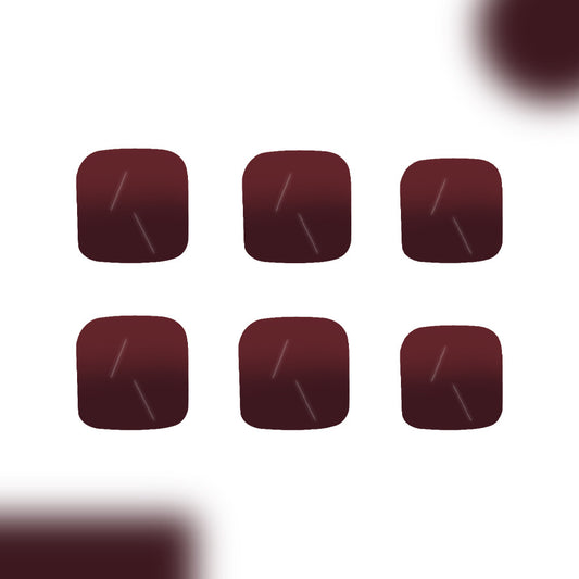 Enchanted Autumn Glamour Short Square Deep Burgundy Press On Toenail Set with Chic Glossy Finish