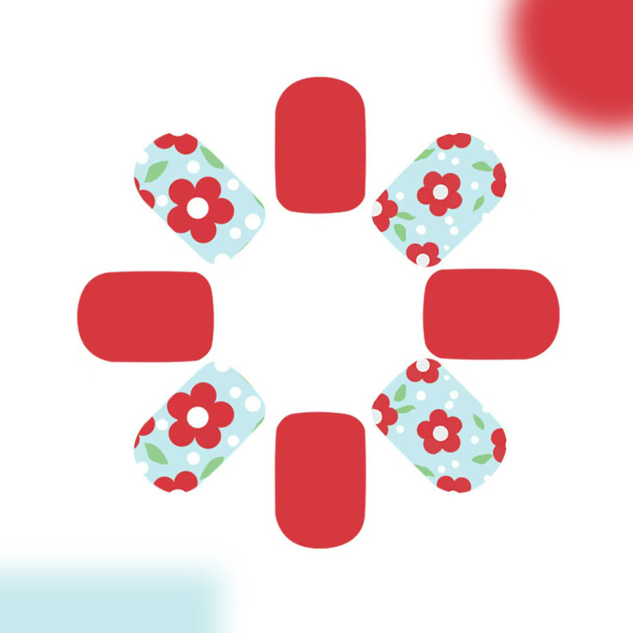 Blossom Dream Red Short Square Floral Press On Nail Set