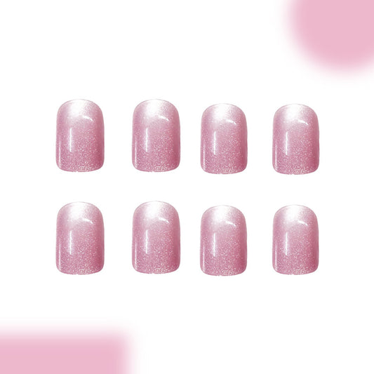 Whimsical Elegance  Medium Square Shimmer Pink Press On Nail Set