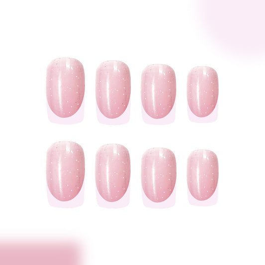 Dreamy Pastel Medium Square Soft Pink Sparkle Press On Nail Set