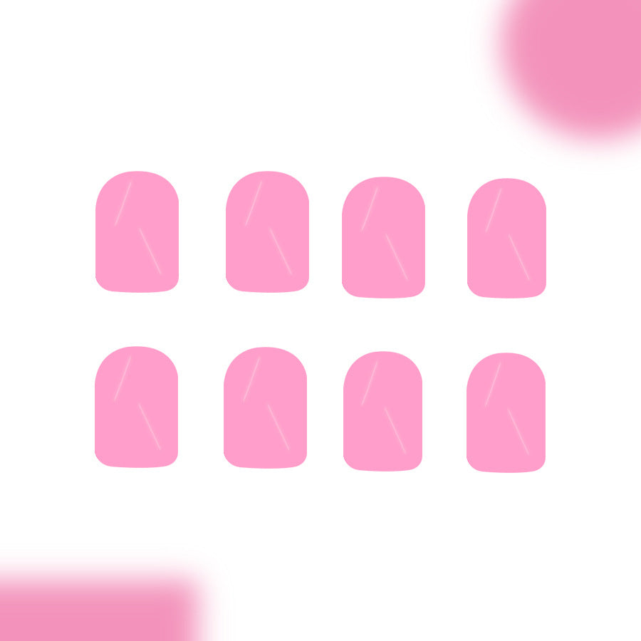 Whimsical Garden Short Square Rounded Light Pink Glossy Press On Nail Set with Unique Sleek Finish